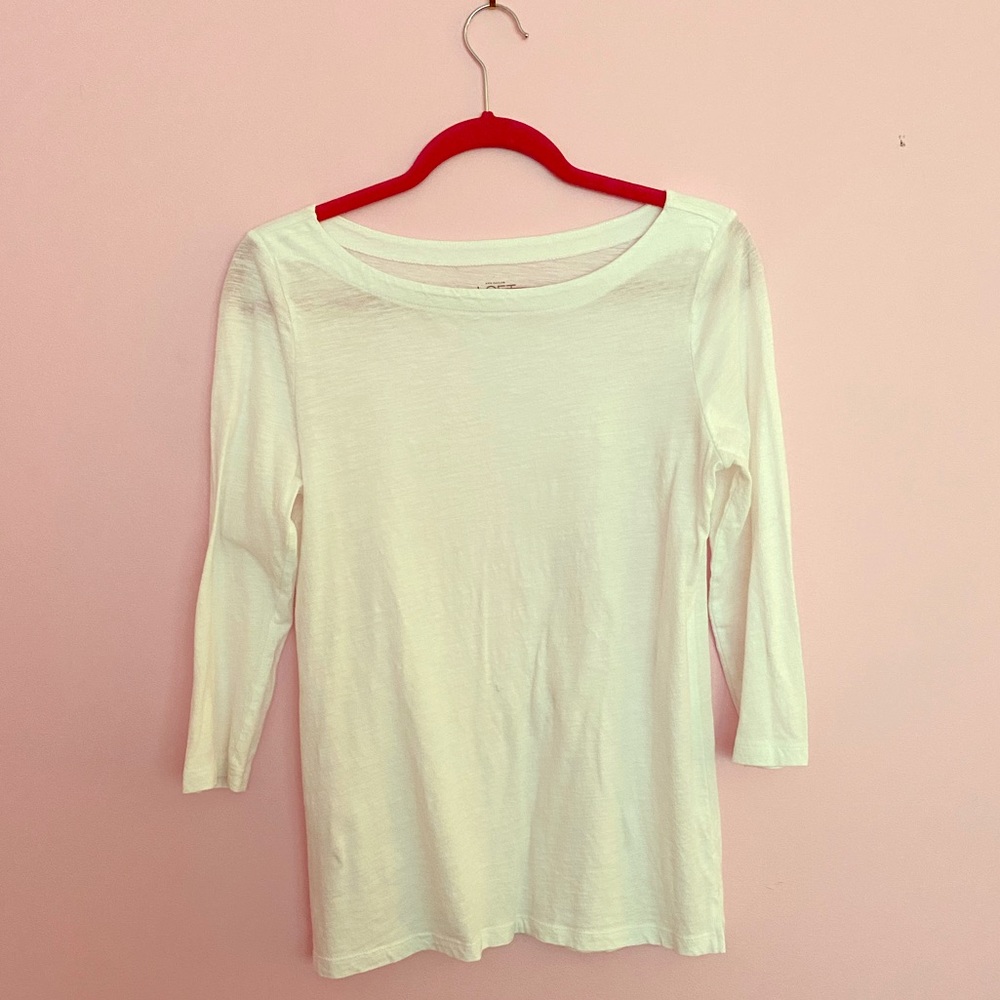 Jcrew White Ballet Neck Tee - Picture 1 of 4